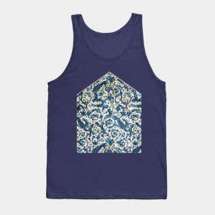 FLORENTINE RENAISSANCE FLOWERS Peacocks ,Butterflies.Blue Floral Swirls, Leaves Tank Top